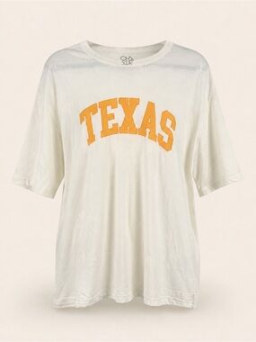 Chaser Texas Graphic Oversized Tee White Orange Collegiate T-Shirt OS NWT